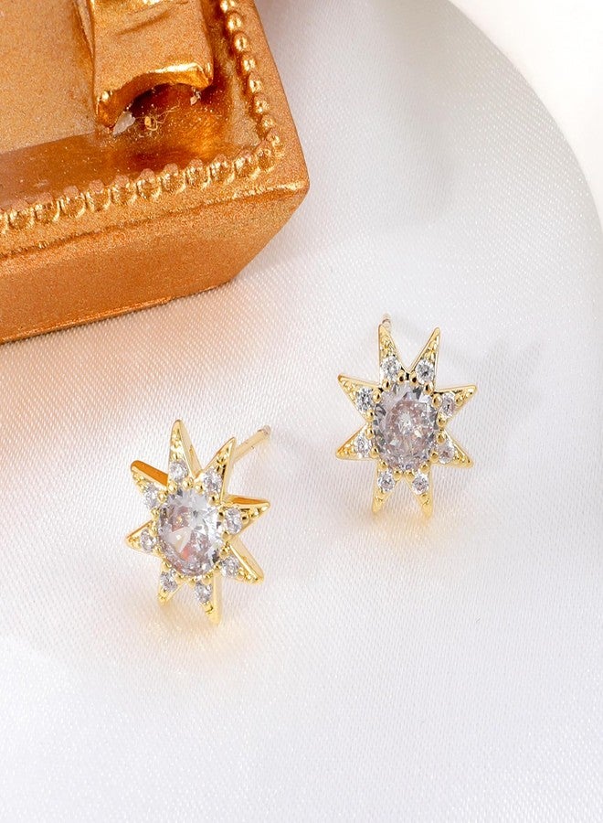 MOONWALTZ Sun Earrings for Women, 14K Gold Plated Dainty Small Cubic Zirconia Earrings, Cute Gold Sun Stud Earrings Gifts Trendy Jewelry for Women Teen - Image 3